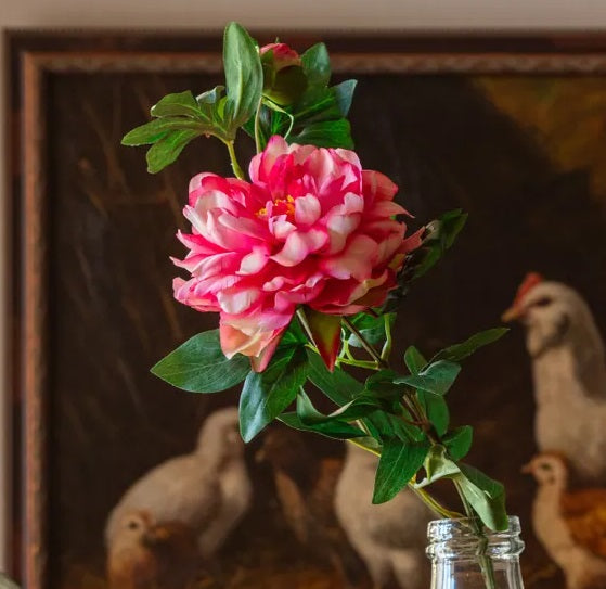 Summer Gardens Pink Real Feel Peonies & Green Swarovski Crystals