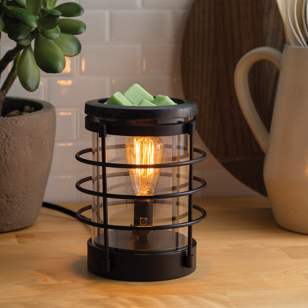Candle Warmers Etc Fragrance Warmer, Edison Bulb Illumination, Weathered Wood